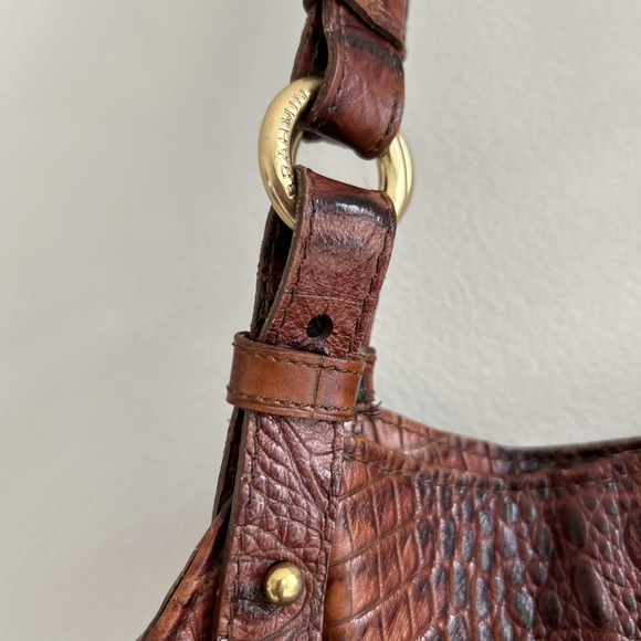 Brahmin Toasted Almond Shoulder  Croc Handbag Jacqueline Purse Bag Vintage - Picture 9 of 14